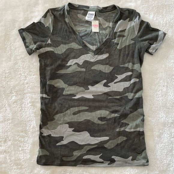 PINK Victoria's Secret Tops - Pink VS Army Print Top
